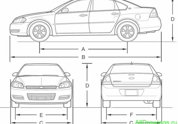 Chevrolet Impala (2007) (Шевроле Импала (2007)) - чертежи (рисунки) автомобиля